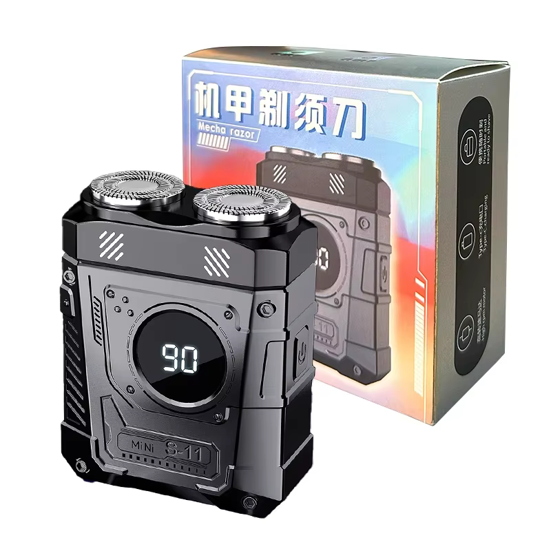 Rasoir électrique magnétique à Double lame pour hommes Mecha Style Punk rasoir Rechargeable puissant