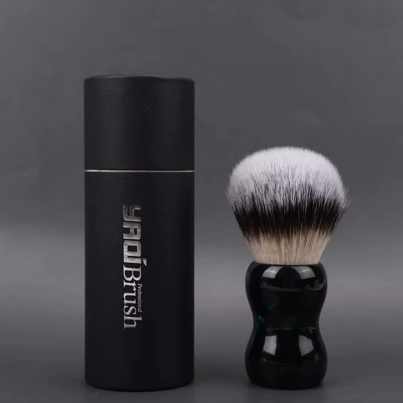 YAQI – brosse de rasage en poils synthétiques émeraude de nuit pour hommes, manche en résine, 26mm