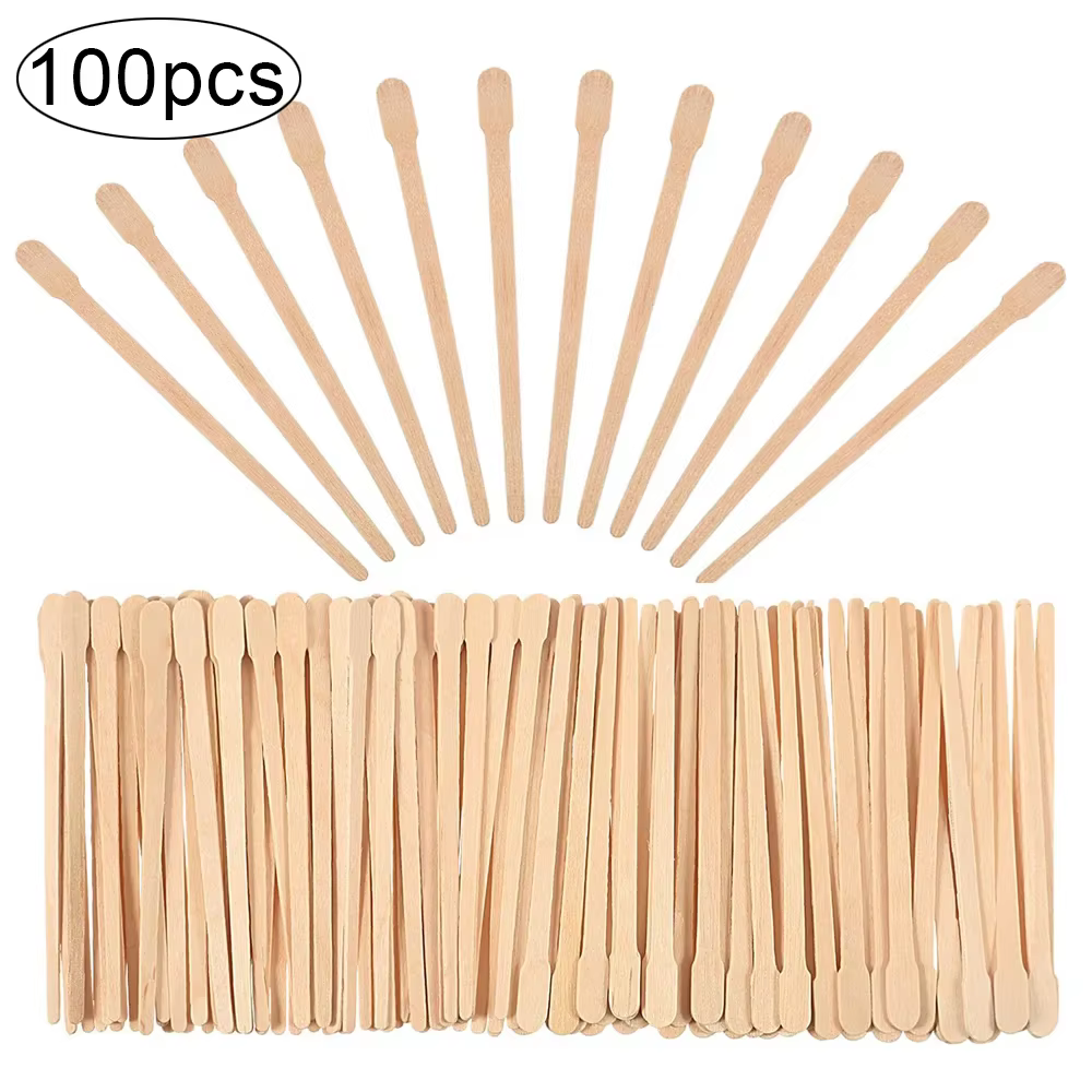 100 pièces femme en bois épilation bâton jetable épilation spatule cire bâtons bois visage sourcils 