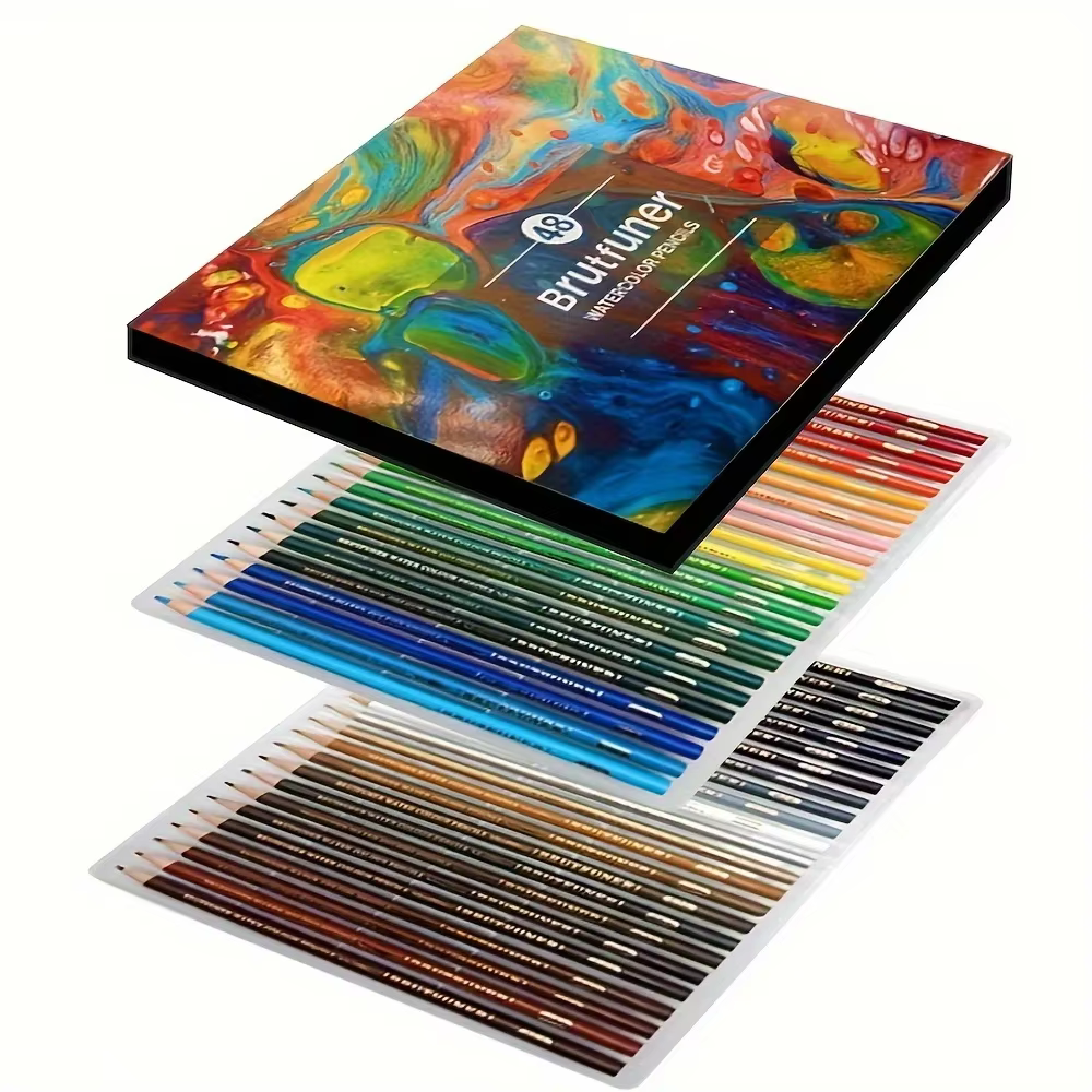 Crayons de couleur à l'eau professionnels 48/72/120/180, ensemble de crayons de couleur pour adultes