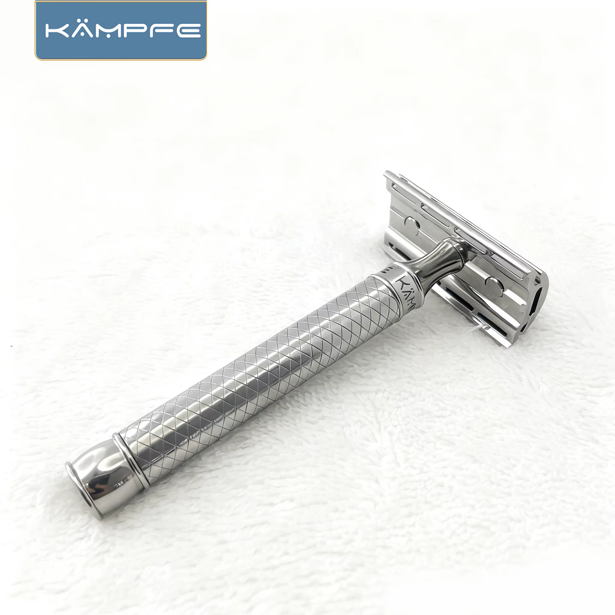 Rasoir de sécurité KAMPFE en acier inoxydable CNC, rasage lisse, outil manuel à double tranchant pou
