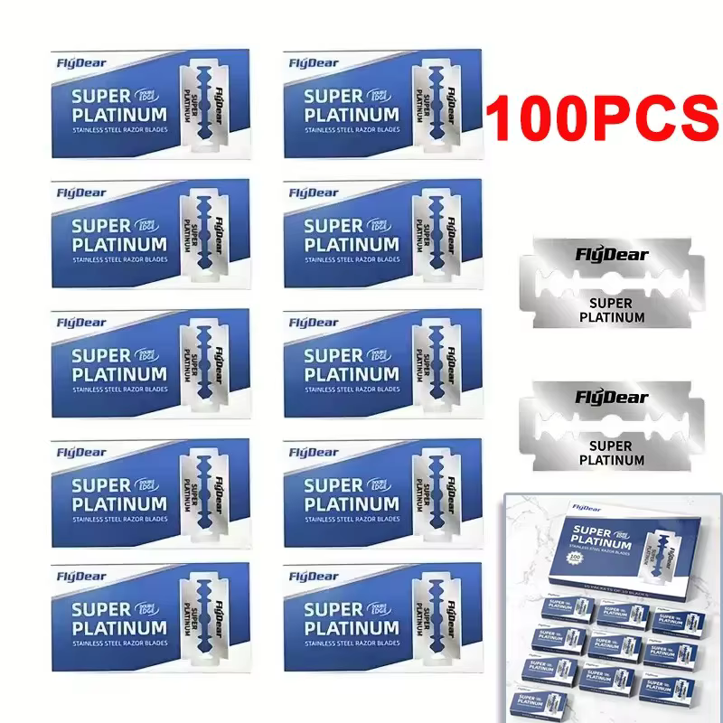 Lames de rasoir 100 pièces en acier inoxydable, lames de rasoir manuelles à double tranchant de styl