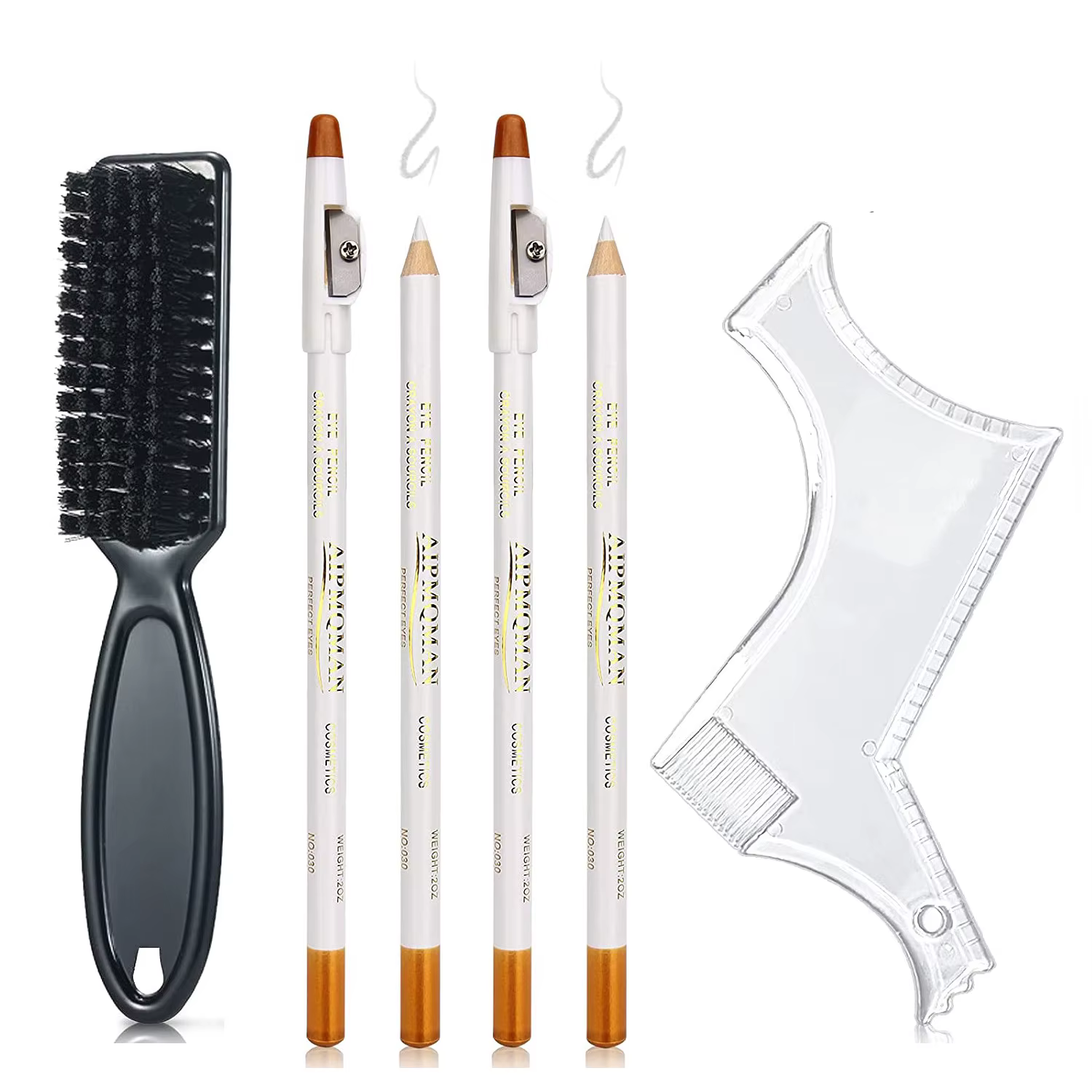 Kit de toilettage pour barbe 6 pièces – Crayons de mise en forme de barbe, brosse à barbe, outil de 