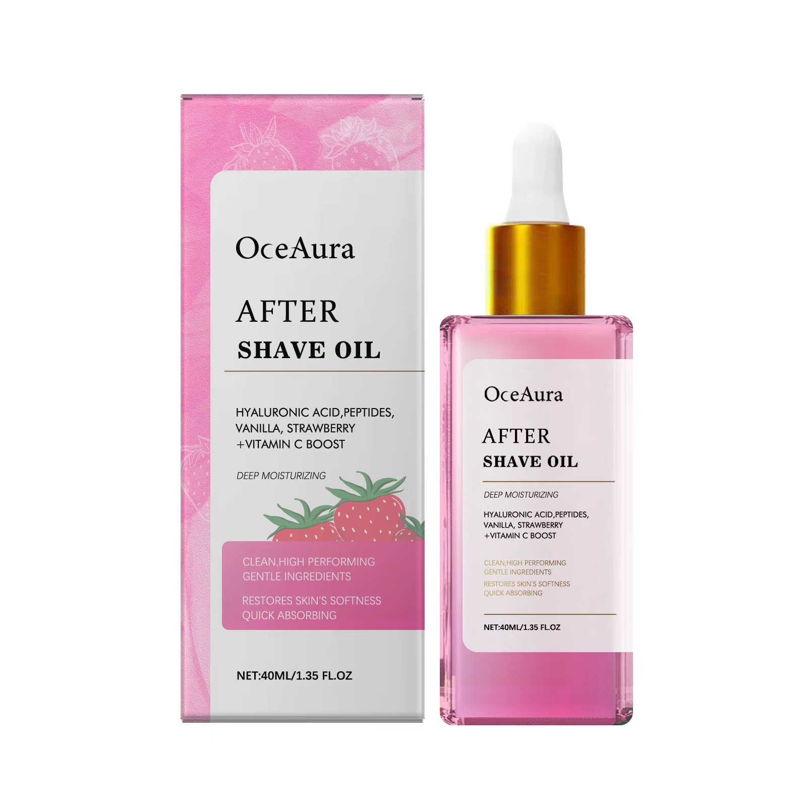 Huile après-rasage OceAura à la fraise et à la vanille, hydratante, apaisante pour la peau, pour les