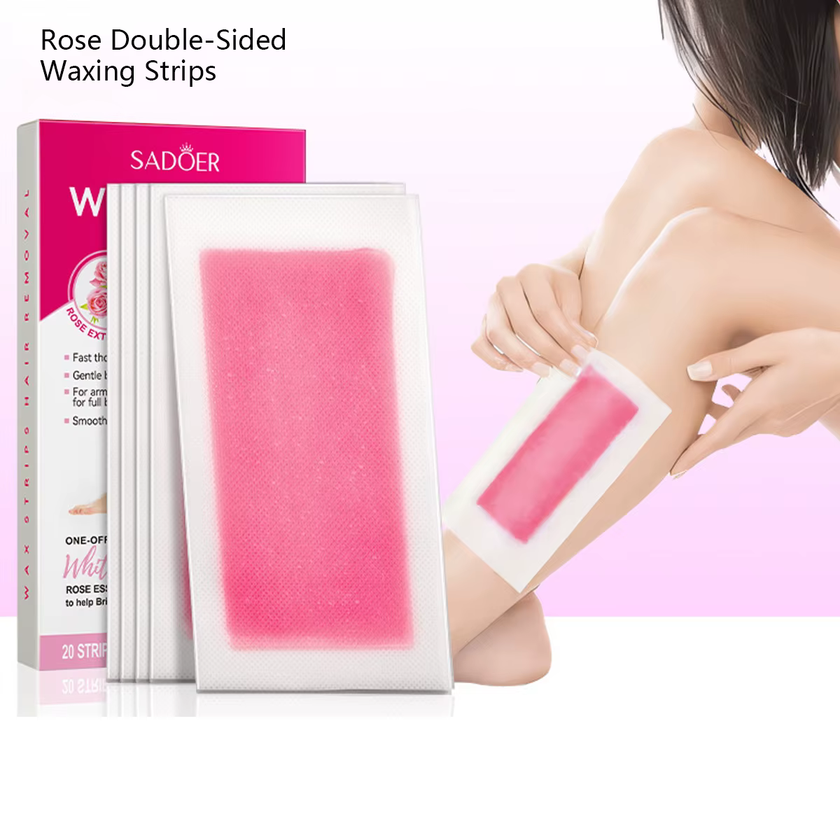 Papier ciré d'épilation Double face Rose pour poils d'aisselles et de jambes, épilation du corps
