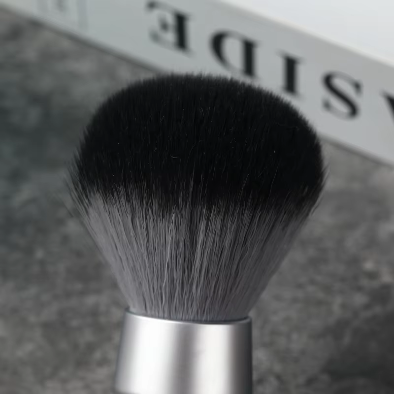 YAQI – brosse de rasage pour hommes, poils synthétiques, poignée en métal lourd, loup en bois, nœud