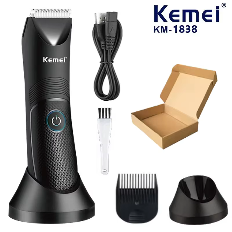 Kemei KM-1838 zone d'aine tondeuse à cheveux tondeuse à gazon lame en céramique imperméable humide s