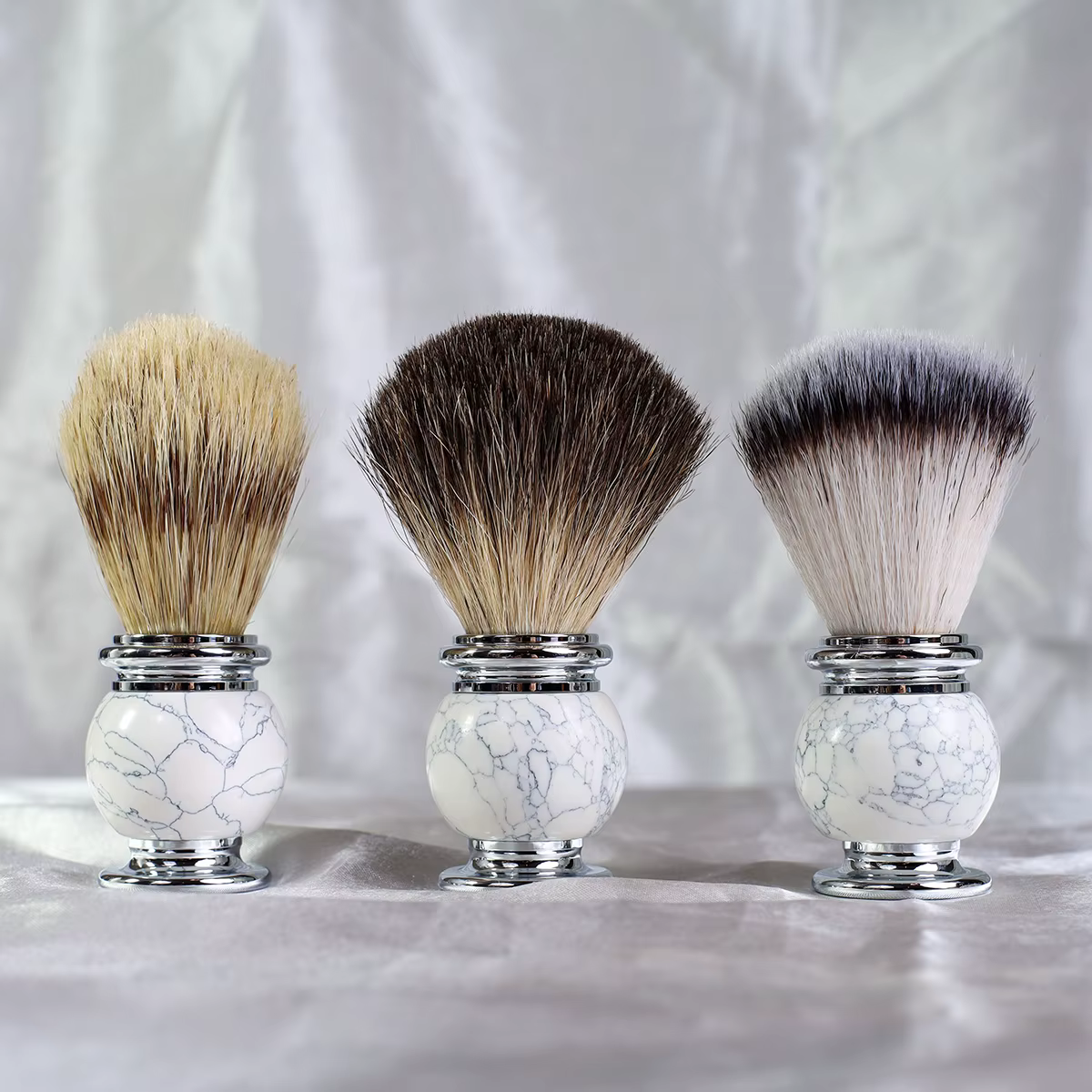 IRAZOR – brosse de rasage pour hommes, avec manche en pierre naturelle, pour barbe lisse et poils du