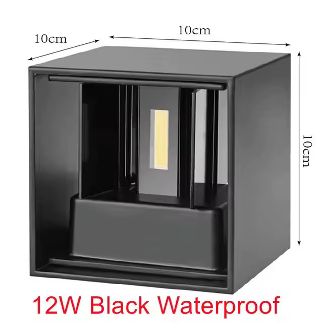 Lampe murale extérieure moderne étanche 6W 12W, en aluminium blanc ou noir, pour garage, porche et a