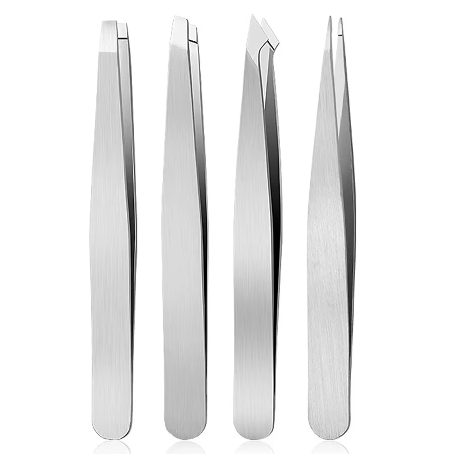 Ensemble de 4 pinces à épiler professionnelles, parfaites pour l'épilation des sourcils, très facile