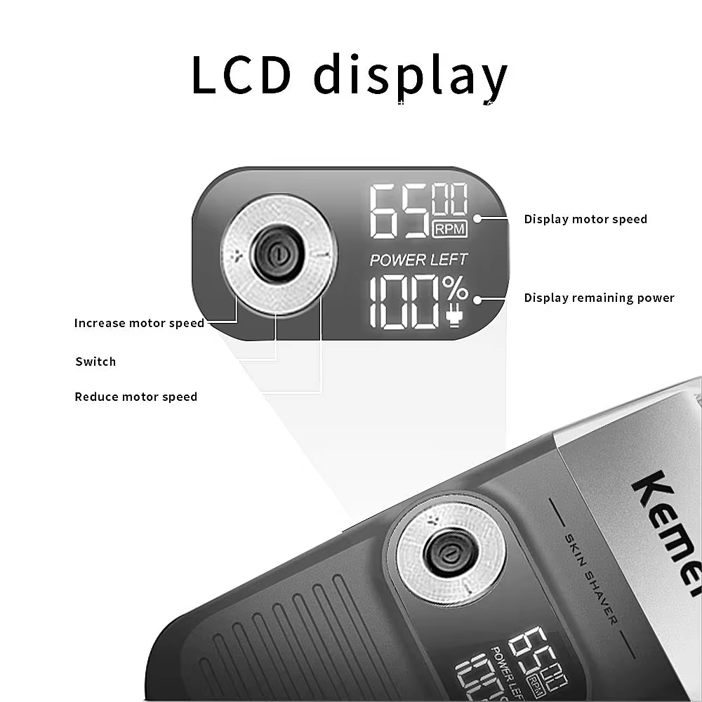 Kemei KM-2026 KM-2027 2 en 1 rasoir électrique Rechargeable LCD rasoir alternatif pour hommes USB ch