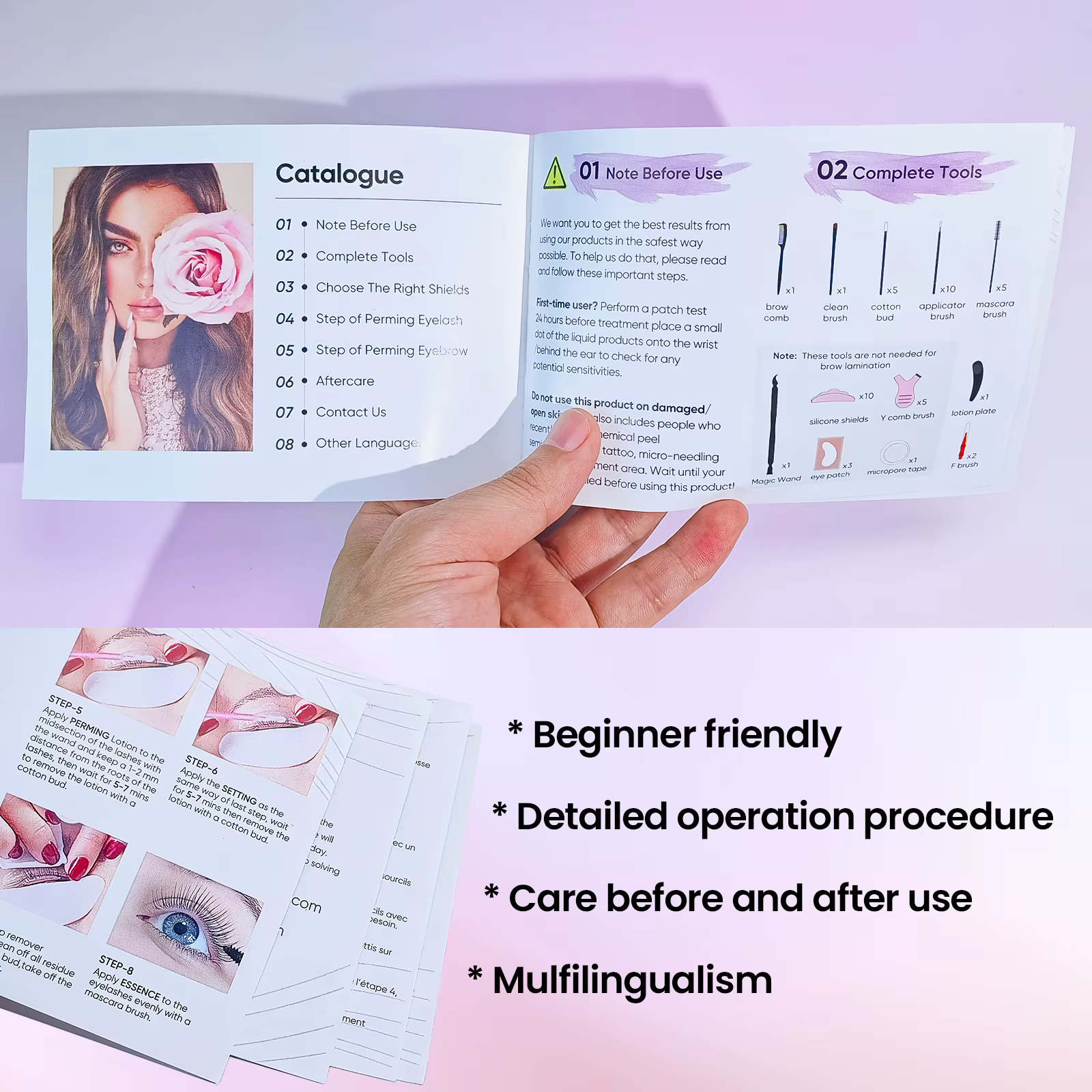 PERMANIA Kit de rehaussement des cils à effet longue durée 5-8 minutes, rehaussement rapide des cils