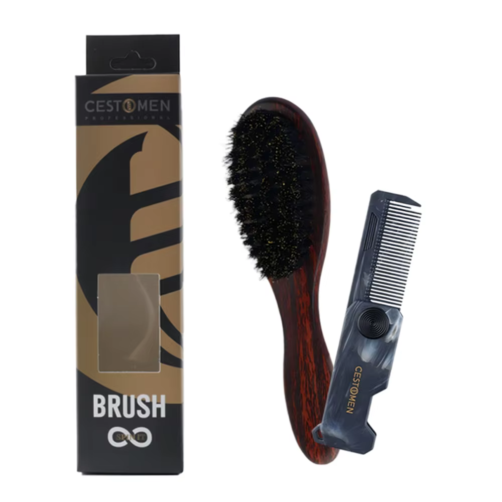 Lot de 2 : Kit de toilettage pour barbe homme, comprenant un mini peigne rotatif pour moustache et u