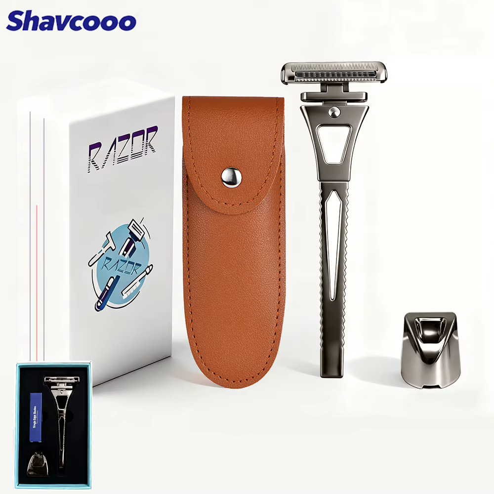 Shavcooo Glide Pro 4D rasoir de sécurité tête rotative en acier inoxydable rasoir pour homme avec su