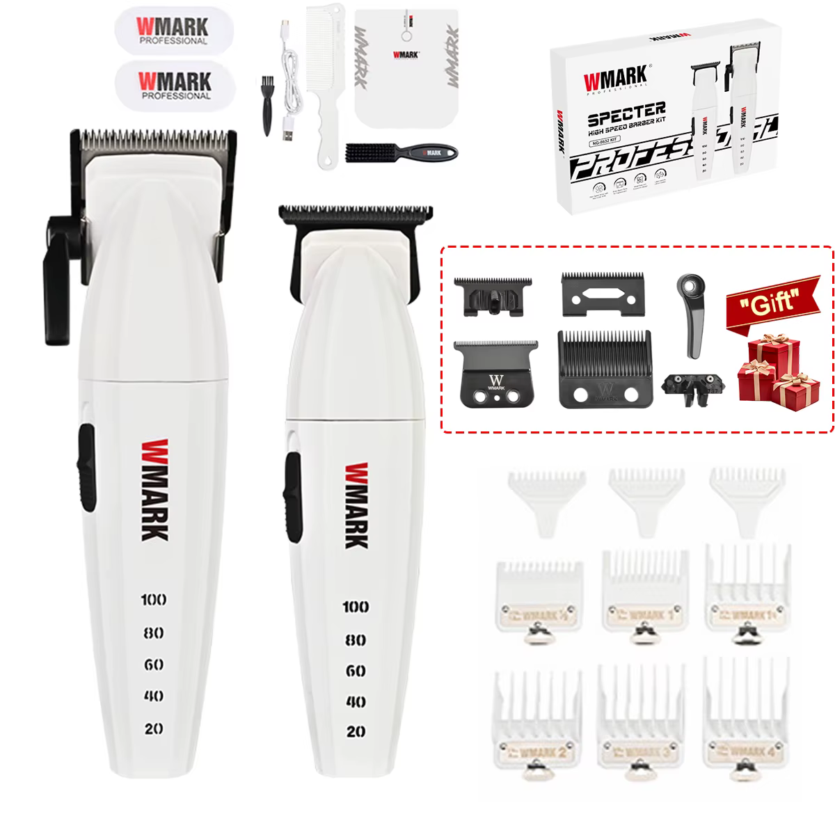 Wmark NG8632KIT tondeuses à cheveux hommes Kit professionnel lame DLC 9200 tr/min barbier Machine de