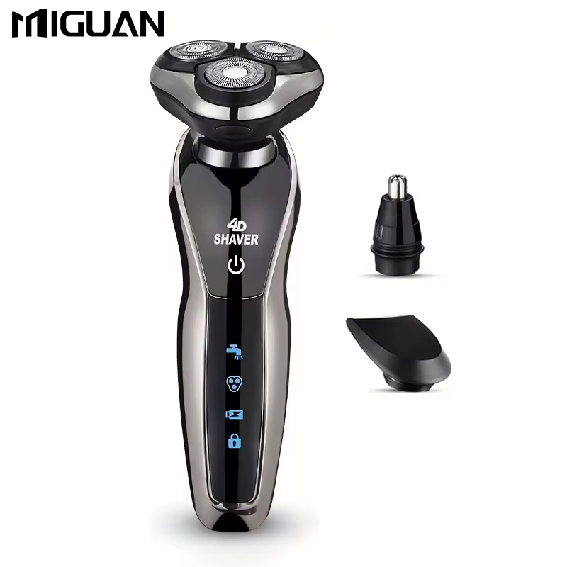 Rasoir électrique pour hommes, rasoir électrique 3 en 1, tondeuse à poils de nez, rechargeable par U