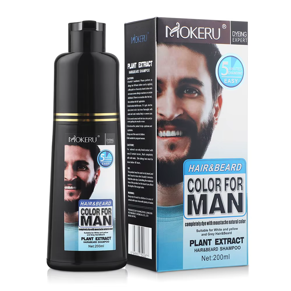 Crème de teinture pour barbe 100% naturelle pour hommes, moustache, cire de teinture noire naturelle