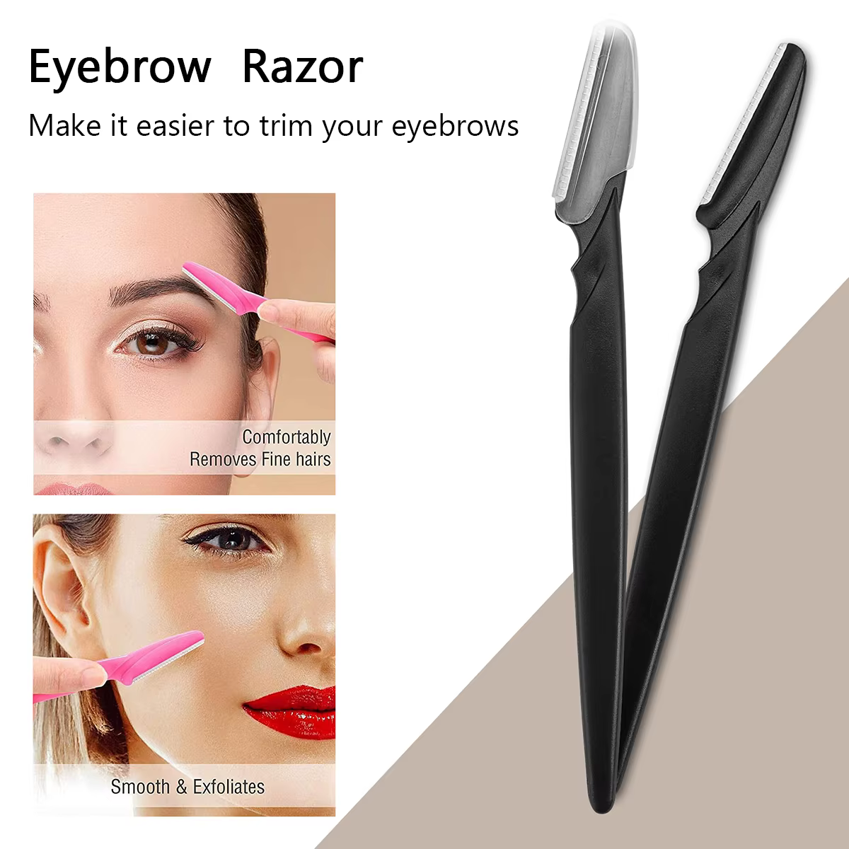 30 pièces/bouteille rasoirs à sourcils avec conteneur tondeuse à sourcils pour le visage dans étui é