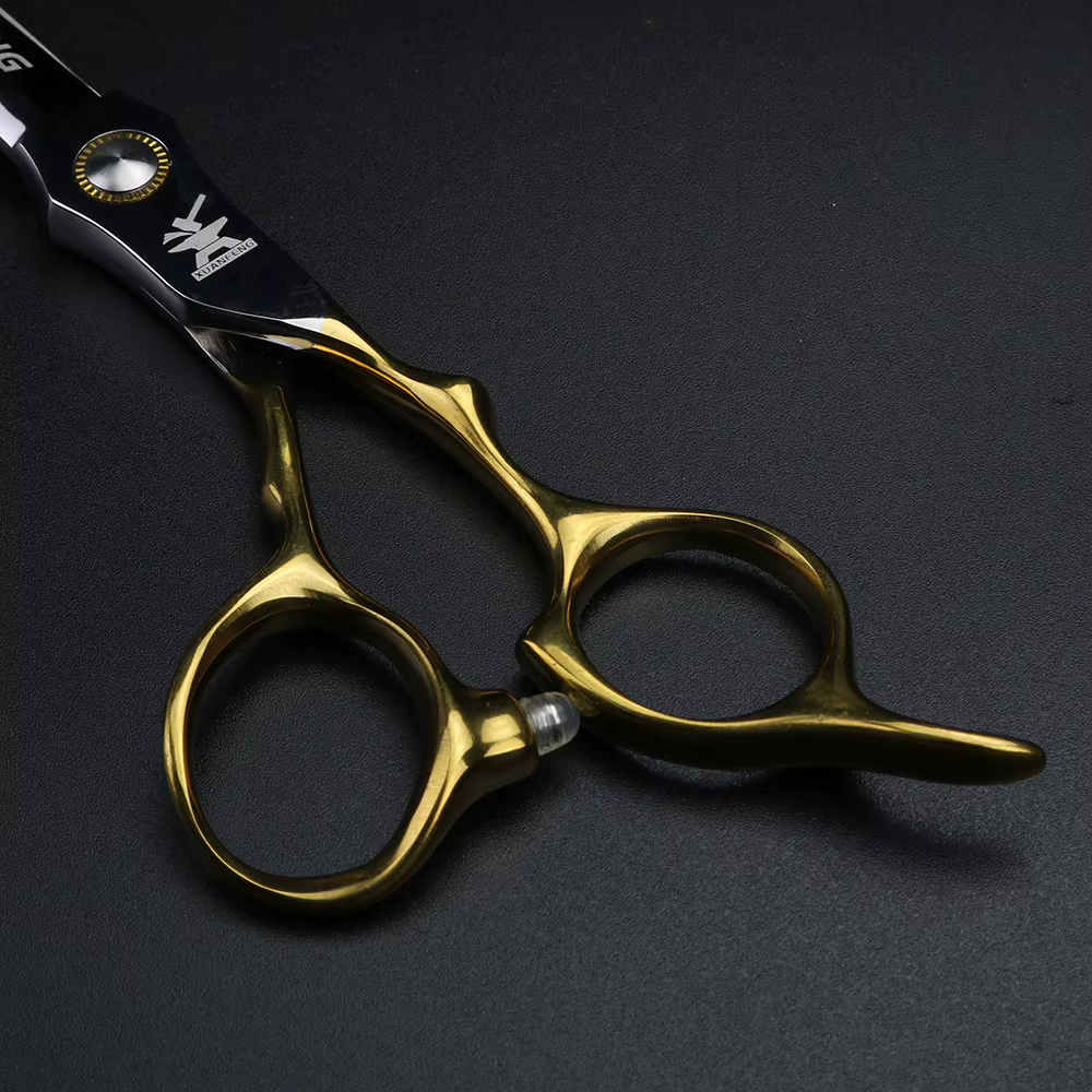 XUANFENG ciseaux à cheveux professionnels à poignée dorée 6.5 "440C ciseaux de coupe de barbier en a