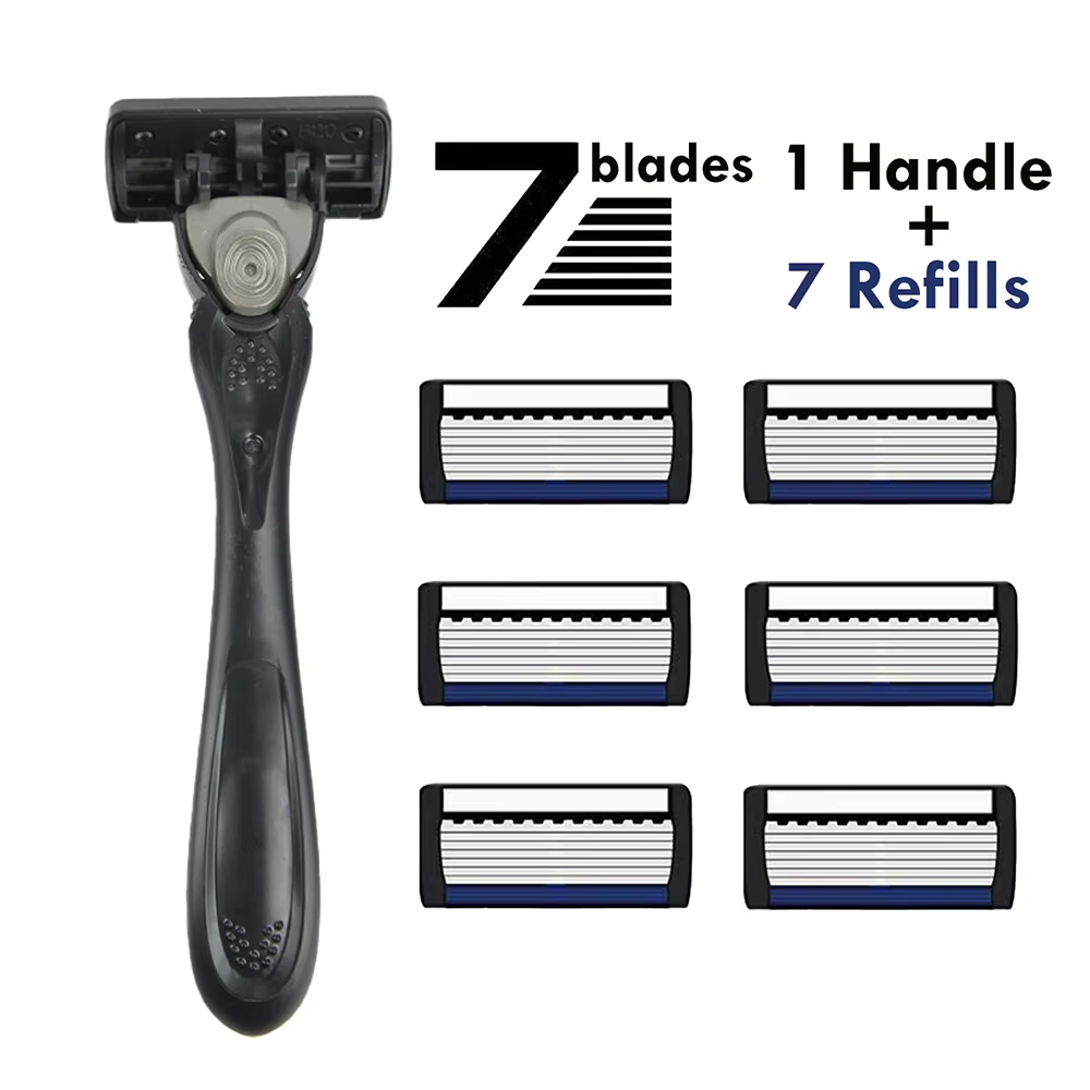 Rasoir manuel étanche pour hommes, lame en acier inoxydable à sept couches, rasage classique, sans I