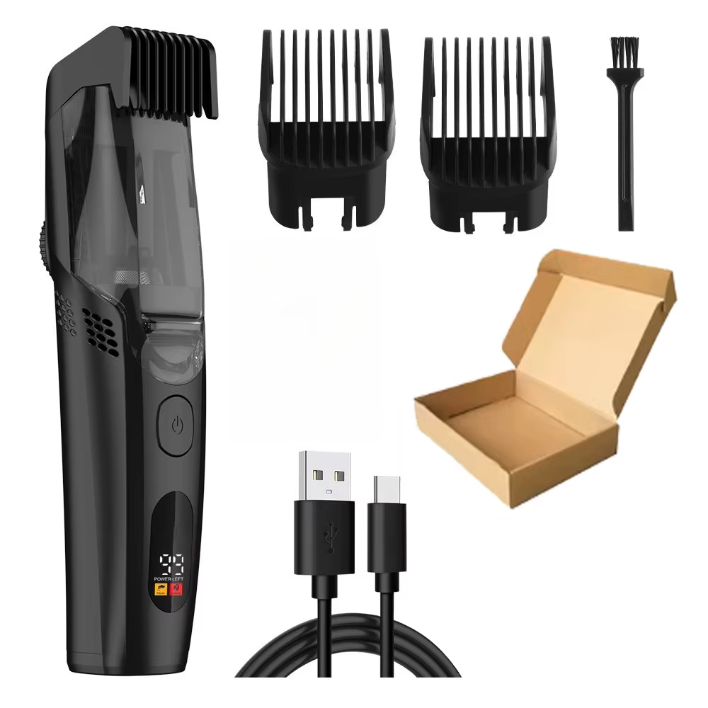 Tondeuse à barbe sous vide pour hommes, longueur réglable avec 2 peignes (1-20 mm), tondeuse sous vi