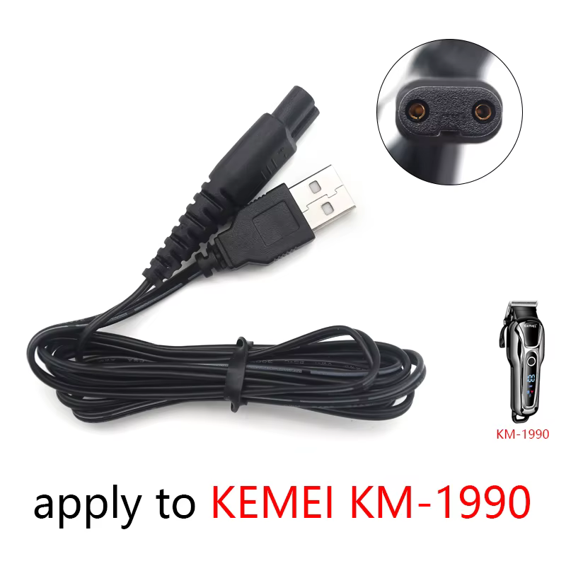 Appliquer à KEMEI KM-1990 tondeuse à cheveux professionnelle chargeur USB d'origine câble de chargem