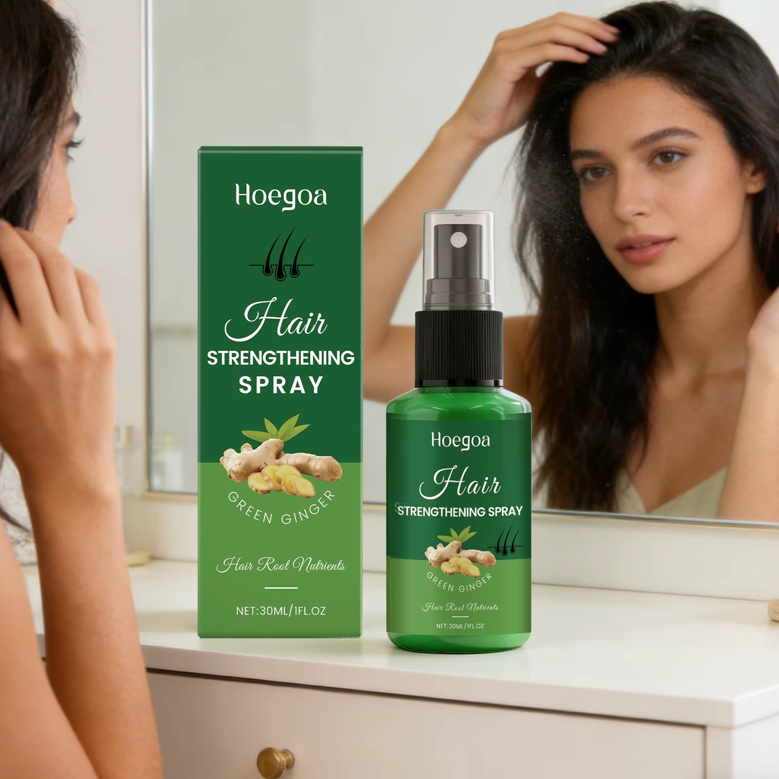 Hoegoa gingembre Spray de croissance des cheveux Anti-perte de cheveux renforcement épaississement t