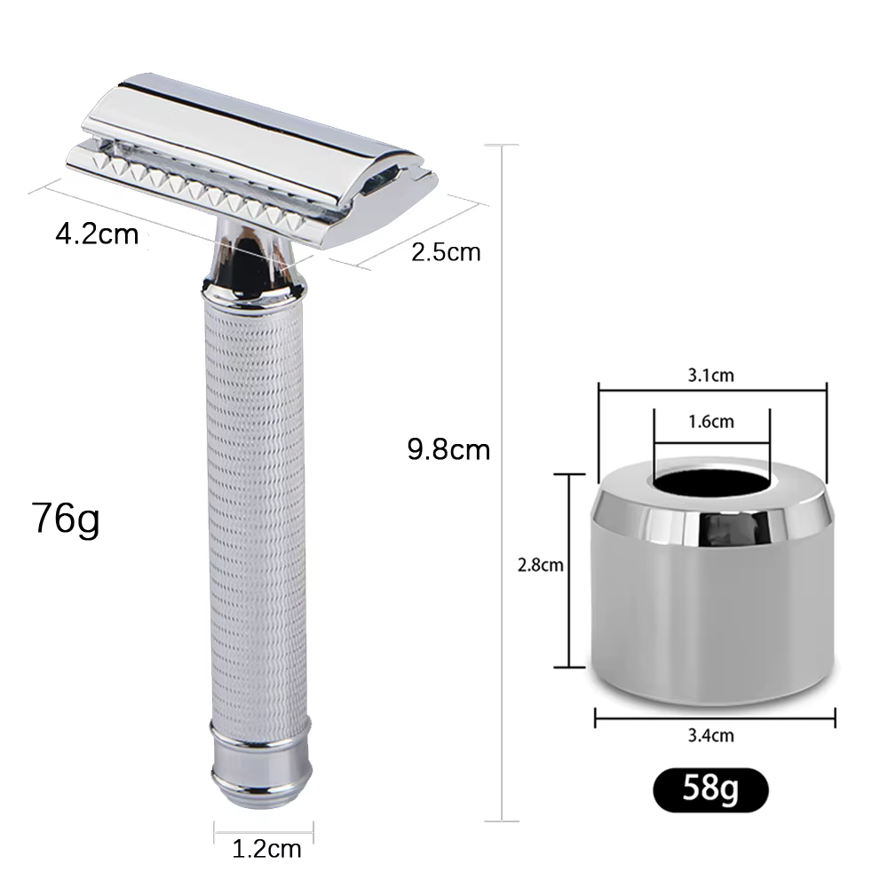 JOKMAE 07TS rasoir de sécurité en acier inoxydable pour homme avec support Double lame support Base