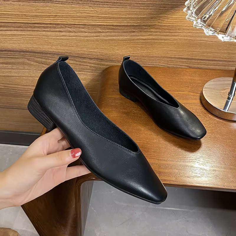 Chaussures multicolores en cuir véritable pour femmes, mocassins polyvalents, chaussures à talons ba