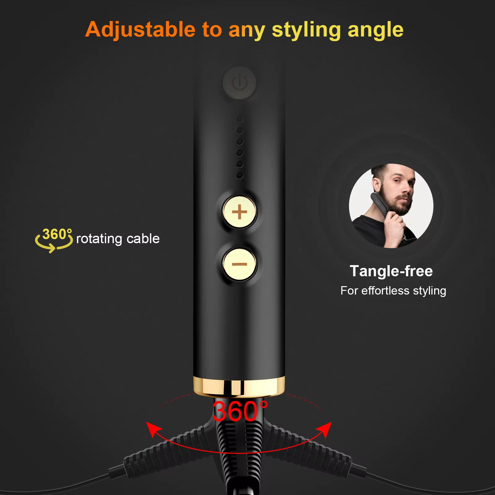 ANLAN-Brosse à Lisser la Barbe pour Homme, Peigne en Céramique Multifonctionnel, Styler Rapide