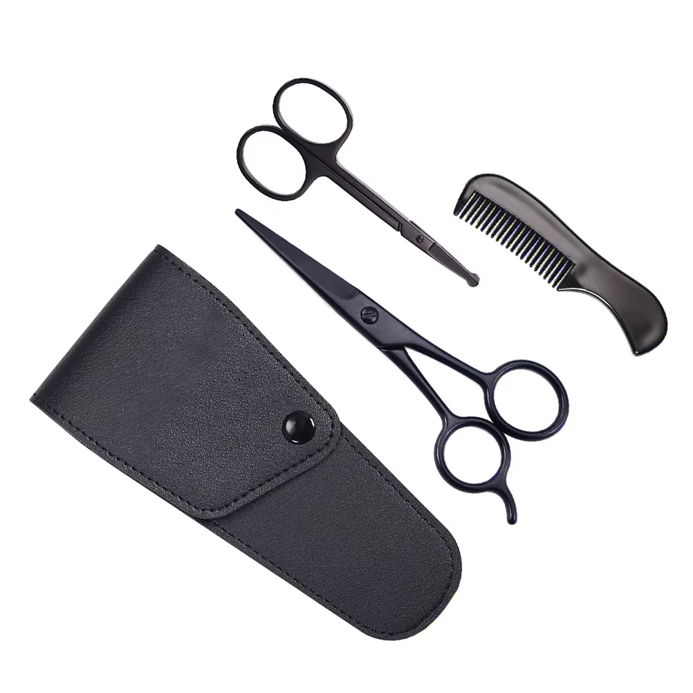 Kit de peigne à barbe avec ciseaux et brosse, cadeau idéal pour les hommes, ensemble d'outils de cou