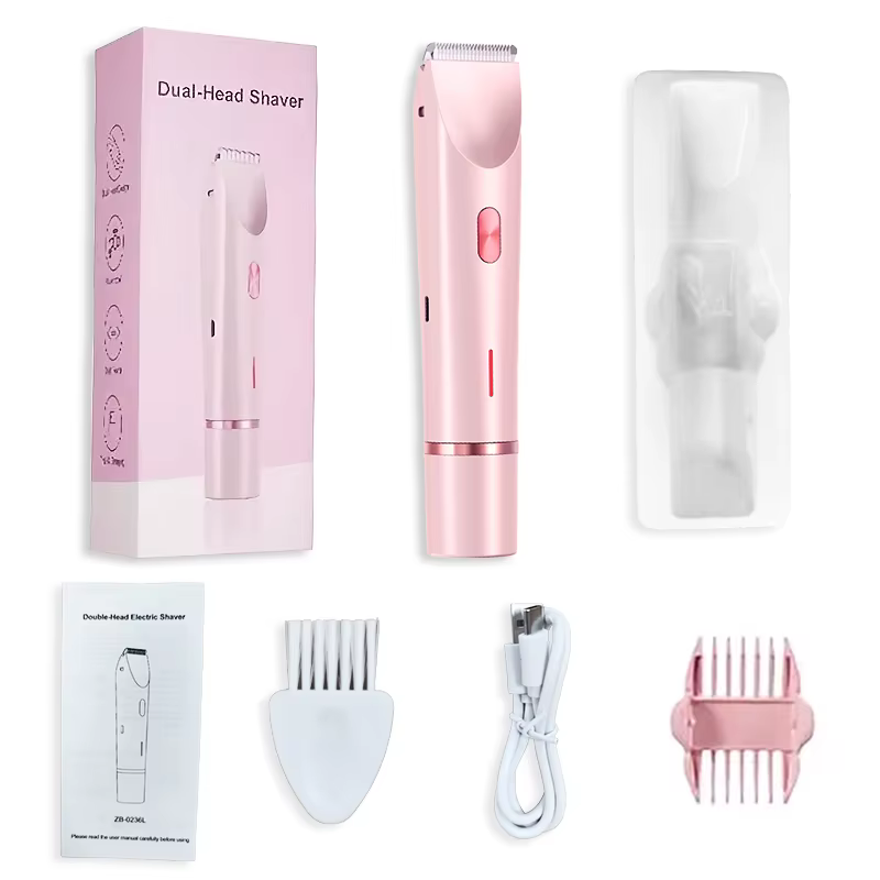 Épilateur corporel et tondeuse faciale 2-en-1 portable 2026 pour femme, à double tête, avec lame flo