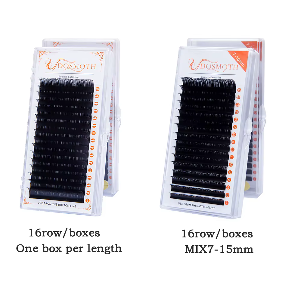 7 plateaux 16 rangées/étui extensions de cils de vison individuelles supples Extension de faux cils 