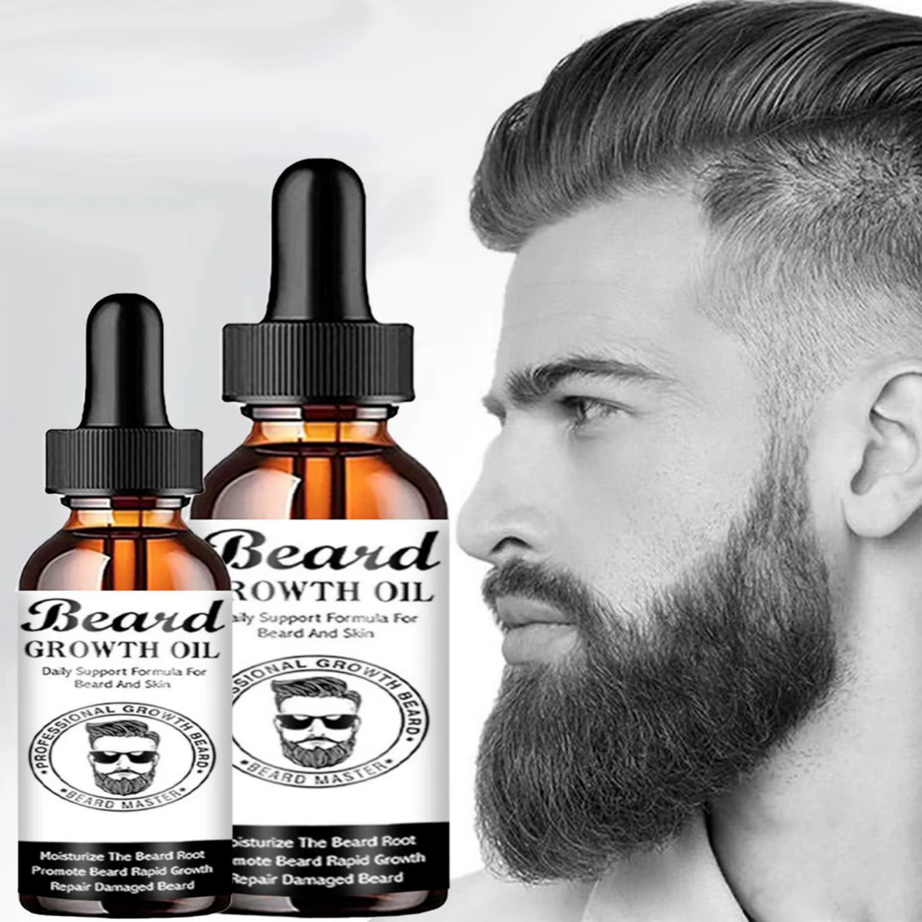 Huile à barbe pour hommes, Anti-alopécie, croissance des poils du visage, produit naturel