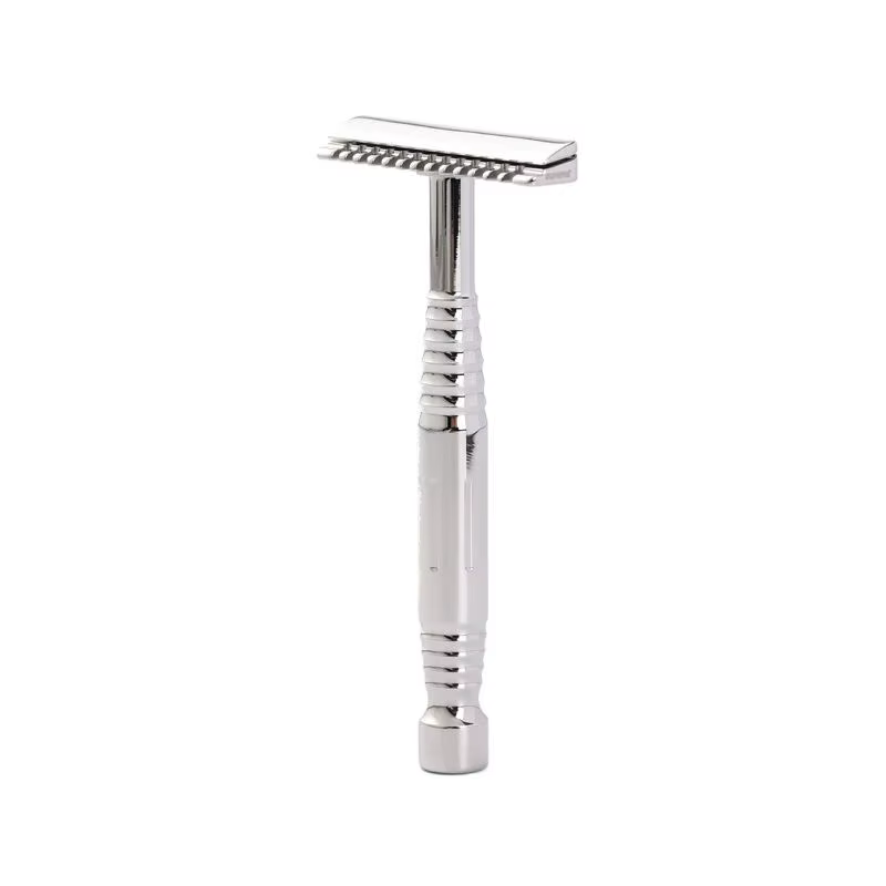 Rasoir de sécurité YAQI Romulus à lame ouverte en acier inoxydable 316 poli, lame simple pour homme