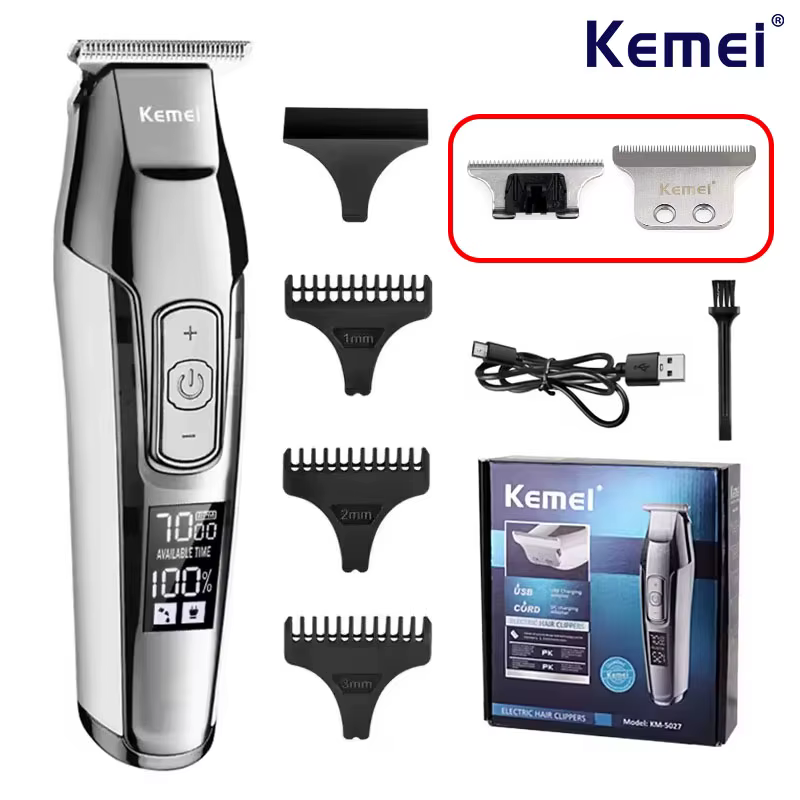 Kemei KM-5027 tondeuse à cheveux électrique originale tondeuse à cheveux Rechargeable affichage LCD 