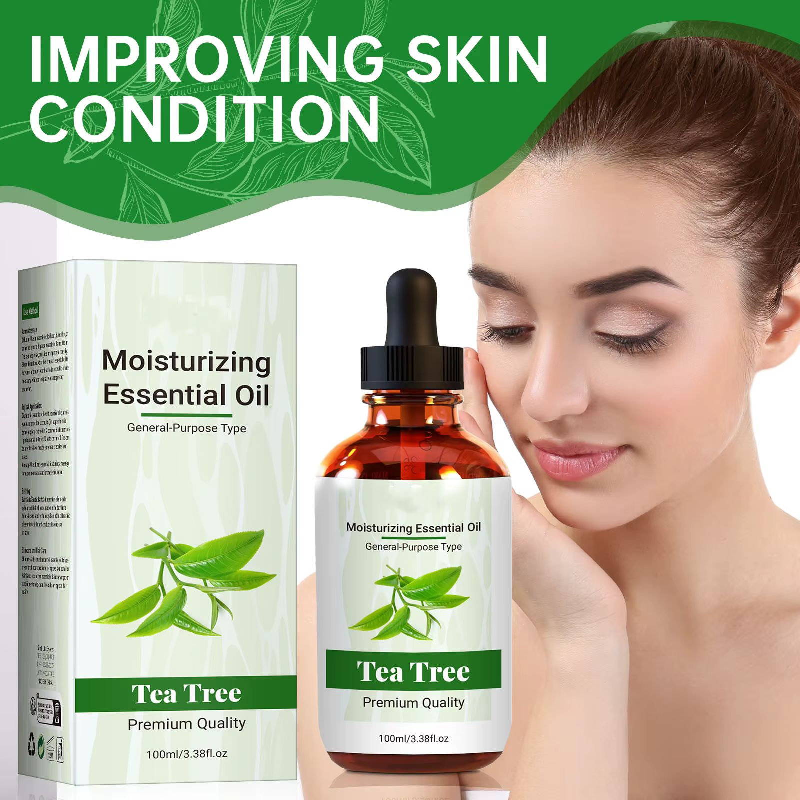 Huile d'arbre à thé hydratante naturelle, 100ML, soins pour le visage et le corps, réparation de la 