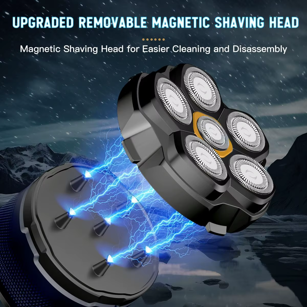 Rasoirs électriques pour hommes chauve, rasoir magnétique 6D, tondeuse à cheveux, Rechargeable par U