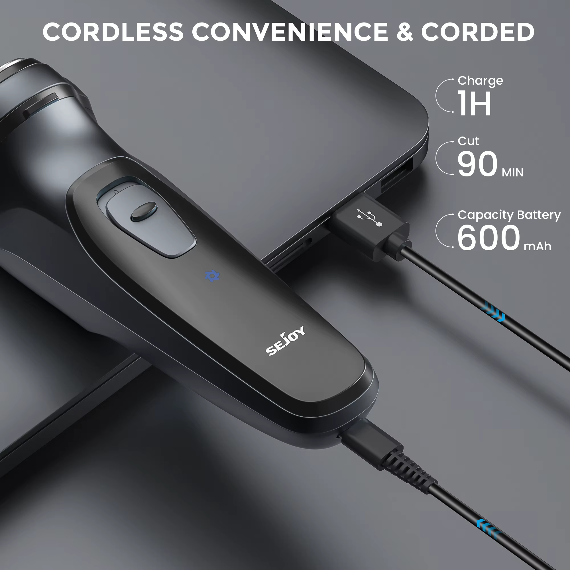Rasoir électrique Sejoy BLASTO1 pour hommes, rasoir électrique rechargeable, tête flottante triple,