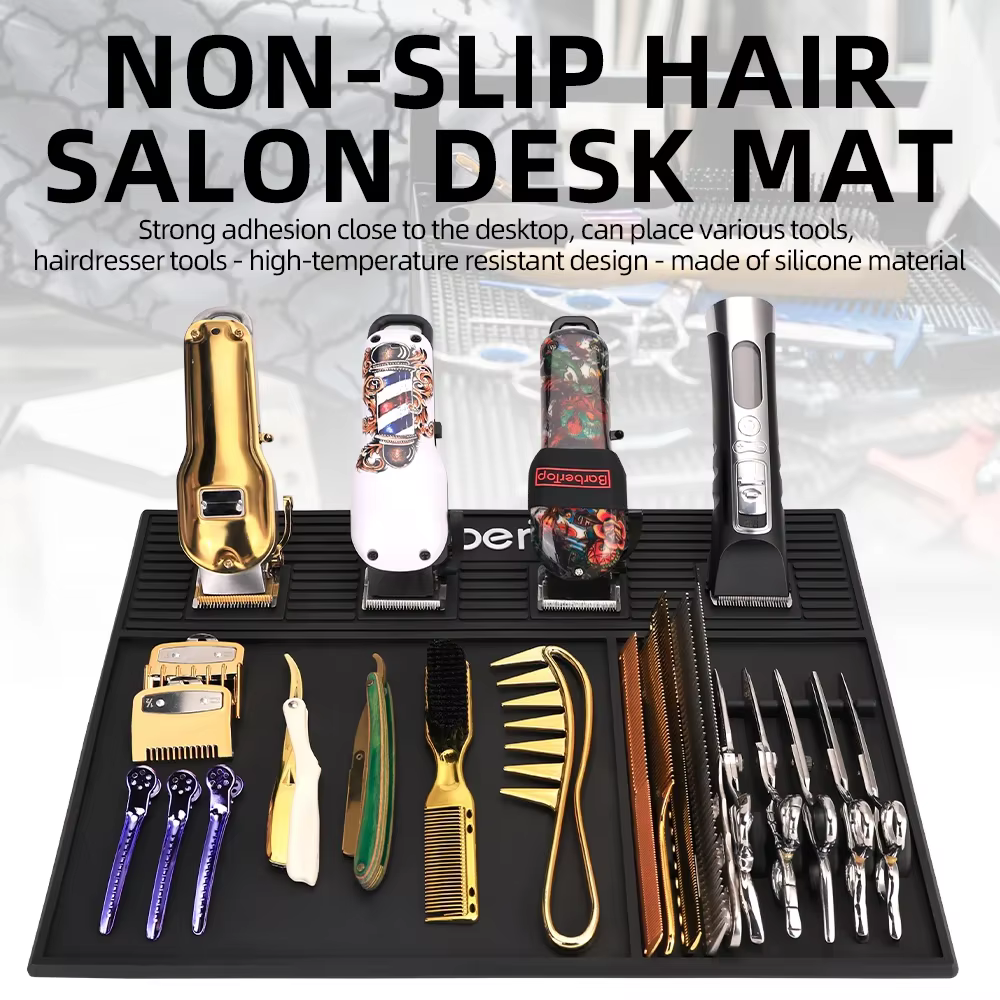 Plateau magnétique pour barbier à 6 emplacements, organisateur d'outils pour coiffeur, tapis de tabl