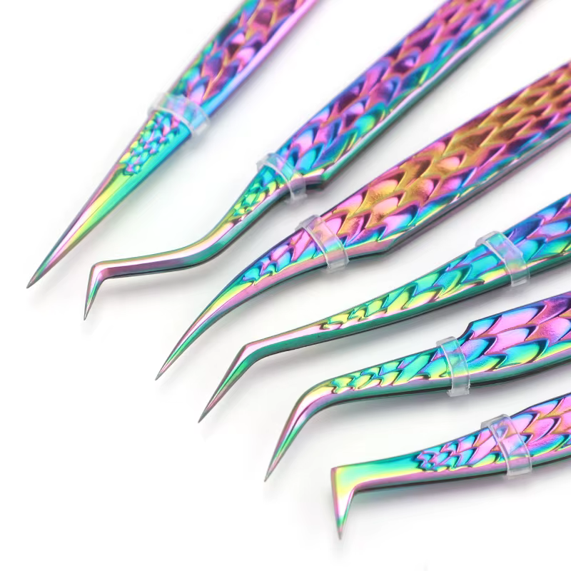 Ensemble de pincettes pour faux cils, 6 pièces, pour Extensions de cils en éventail, plantation de p