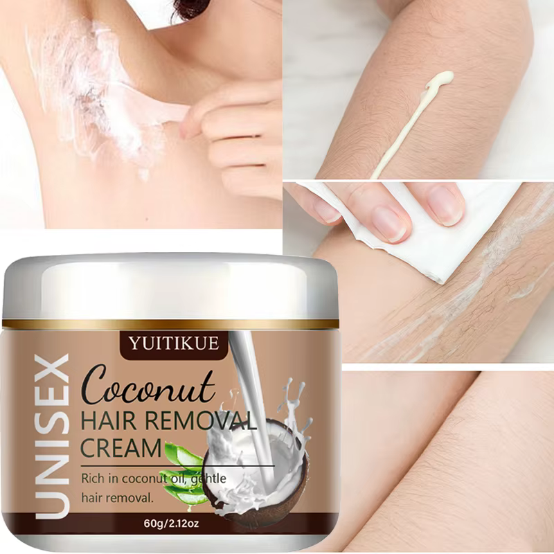 Crème dépilatoire à la noix de coco unisexe YUITIKUE - Dissout les racines des poils, sans bourrelet