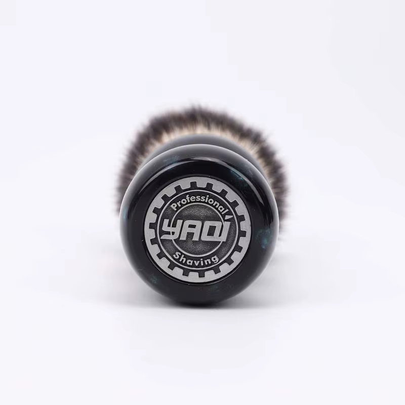 YAQI – brosse de rasage en poils synthétiques émeraude de nuit pour hommes, manche en résine, 26mm