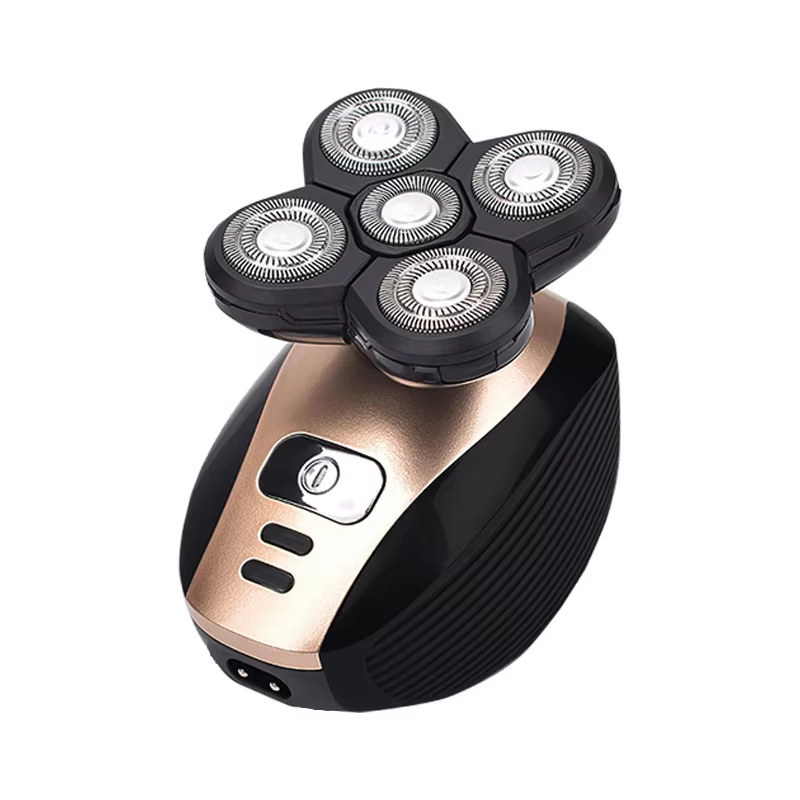 Kit de rasage électrique rotatif à chargement USB pour hommes - cinq lames - étanche IPX5 - lavable 