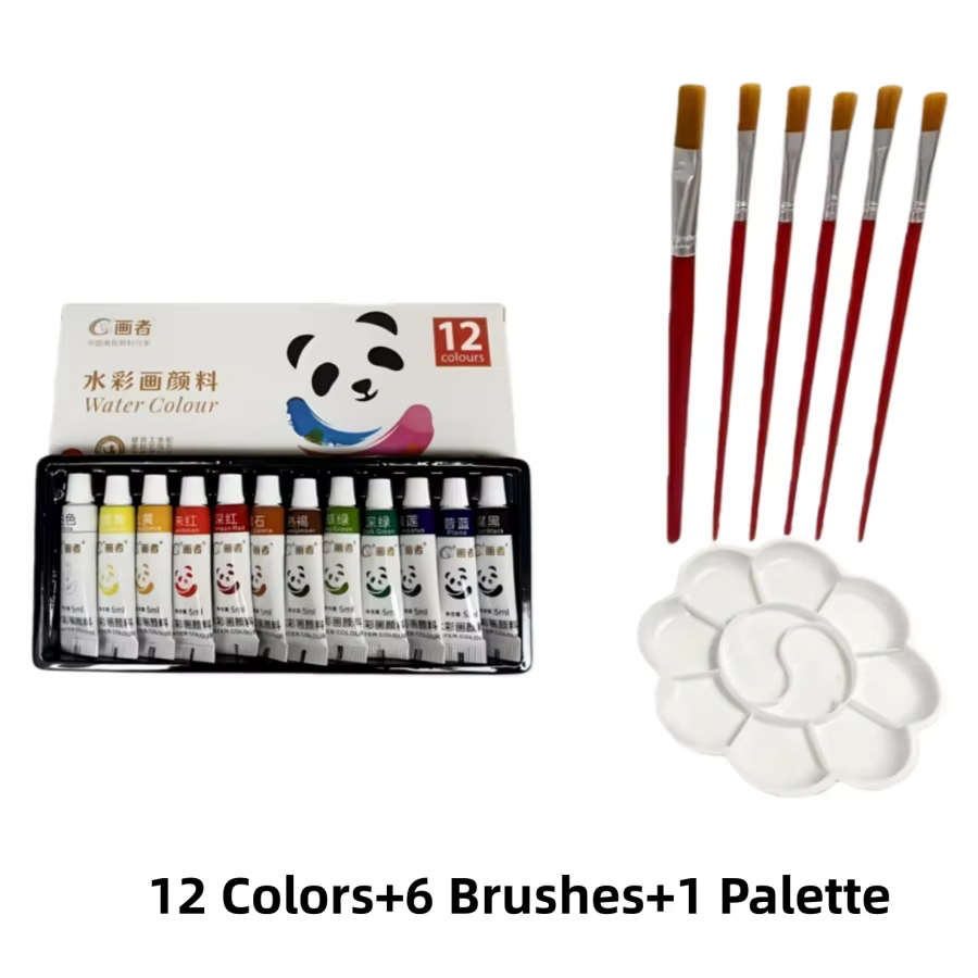 12/18/24 couleurs, 5 ml/0,18 oz, ensemble de peinture aquarelle, livré avec 6 pinceaux et 1 palette,