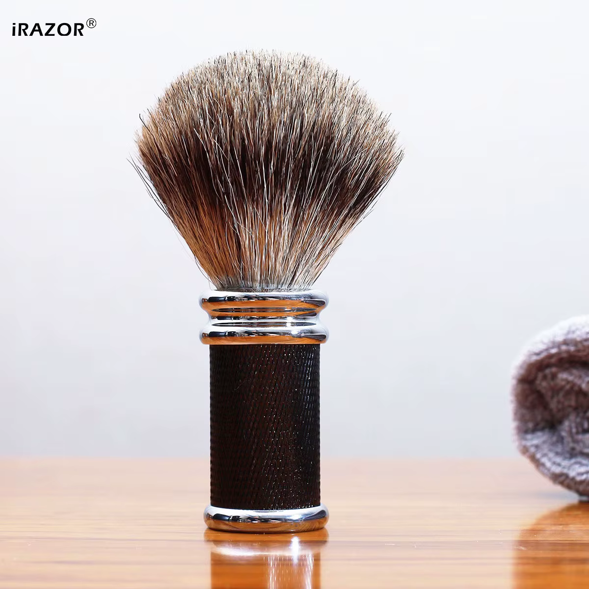 Brosse de rasage professionnelle pour hommes, avec diamants antidérapants, poignée en métal, barbier