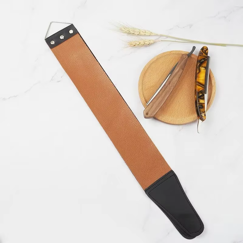 Sangle de rasage en cuir et toile pour hommes, double couche, ceinture d'affûtage, rasoir droit, cou