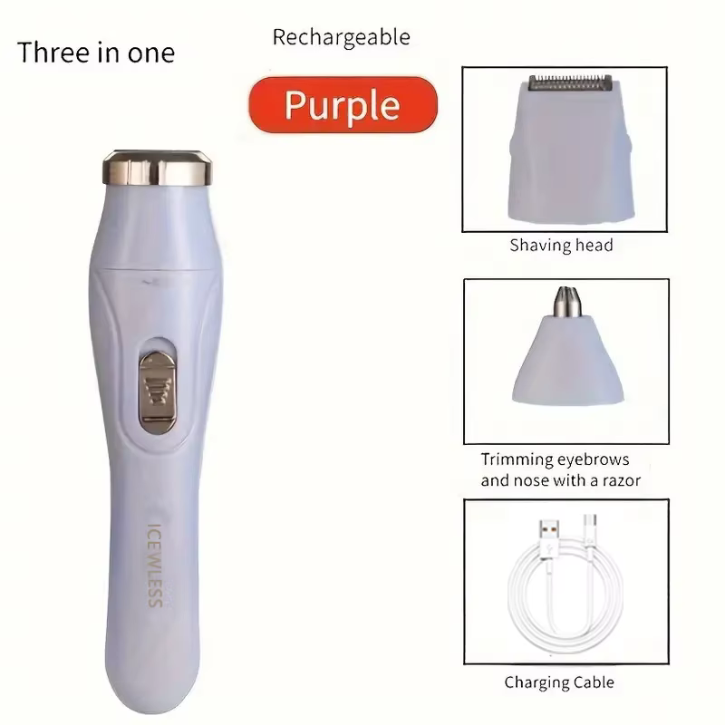 Ensemble d'épilation électrique 3 en 1, tondeuse pour le nez rechargeable par USB, aisselles, poils 