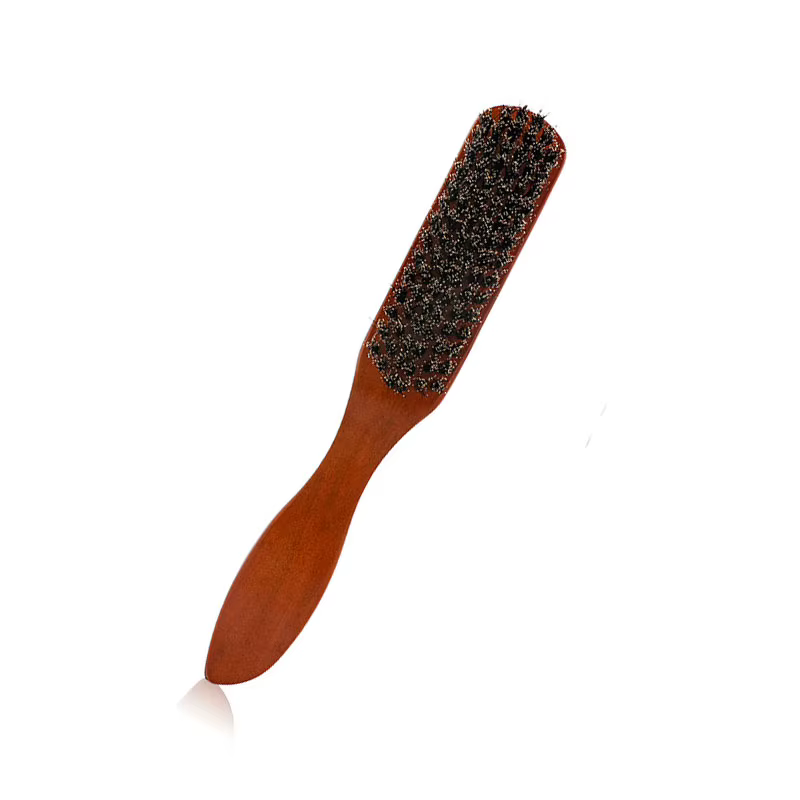 Brosse à barbe en poils de sanglier avec manche en bois pour hommes, outil de rasage, brosse à cheve
