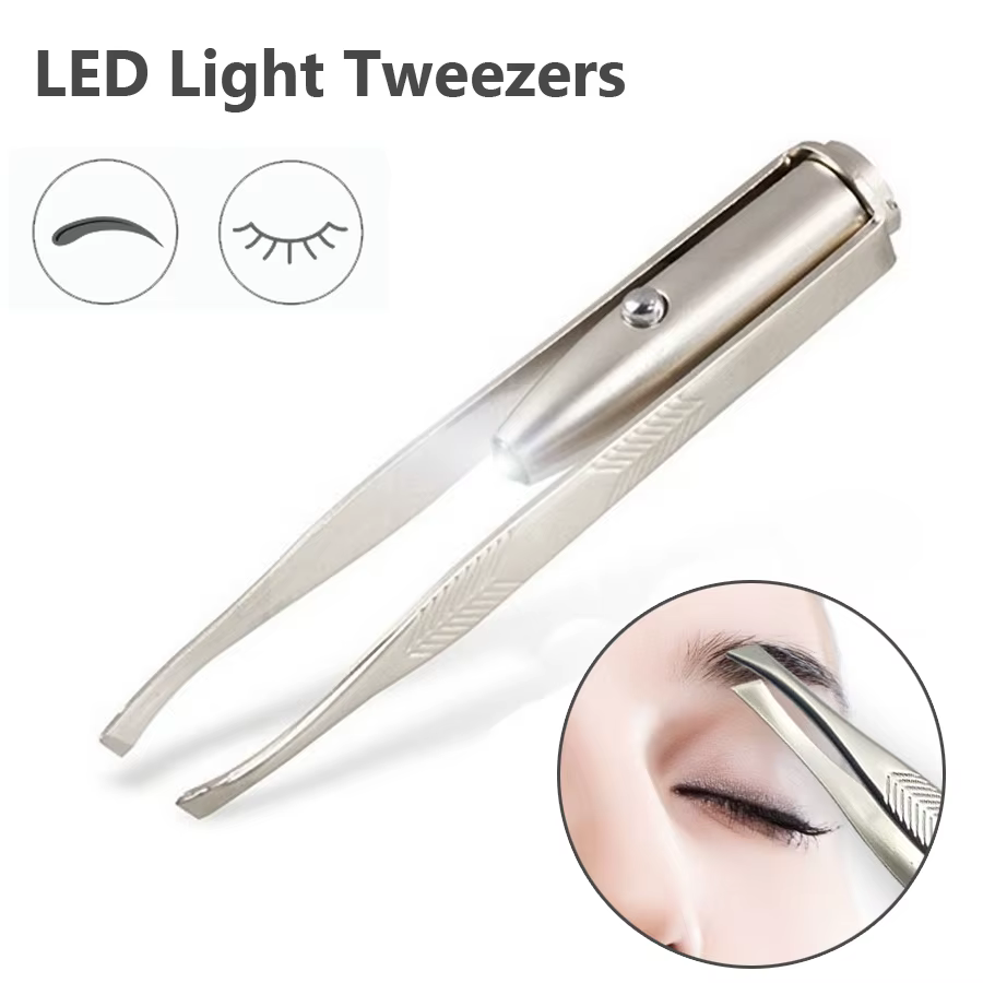 Pince à Épiler pour Sourcils avec Lumière LED, Outil de Beauté Précis et Illuminé pour la Forme des 